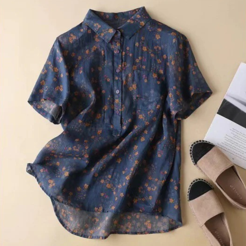 Annette™ | Camisa Floral de Media Tapeta