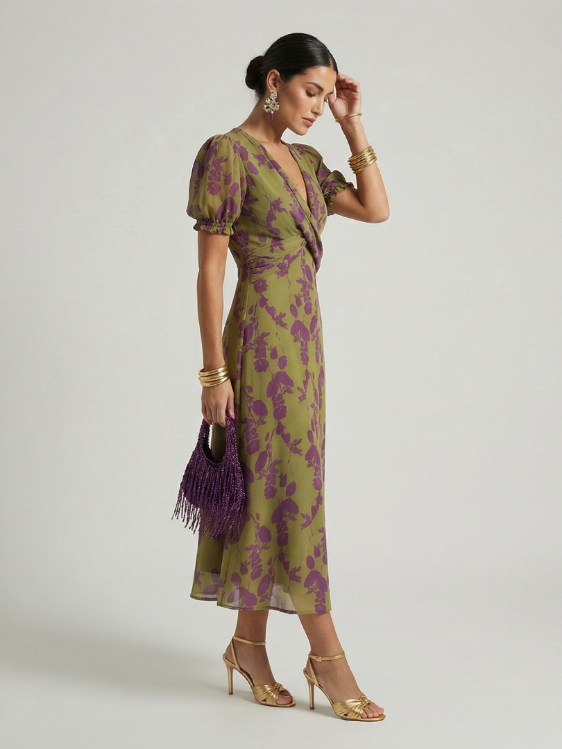 Ellis & Johnson™ | Vestido Midi Floral Casual