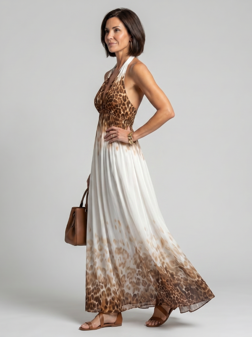 Orlune | Vestido Midi Plisado en Blanco