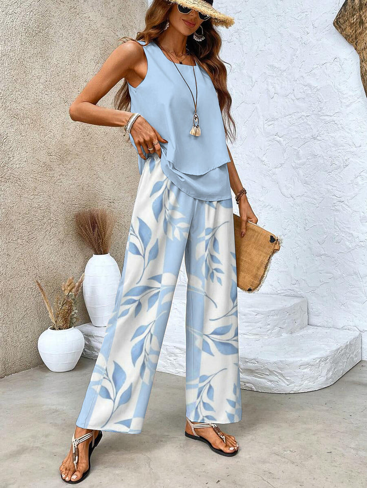 Averie | Conjunto Elegante de Verano de Dos Piezas con Pierna Ancha