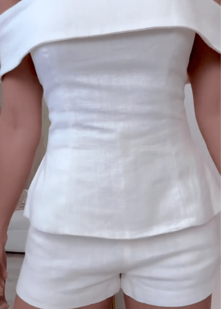 Traje de dos piezas de algodón y lino Liam Blanco