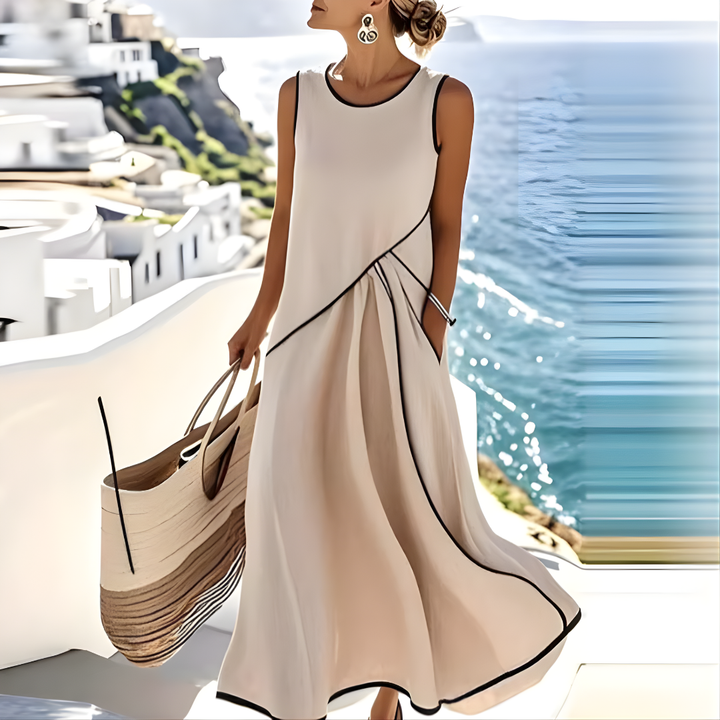 Brenda | Elegante Vestido Maxi de Verano Sin Mangas en Tonos de Color