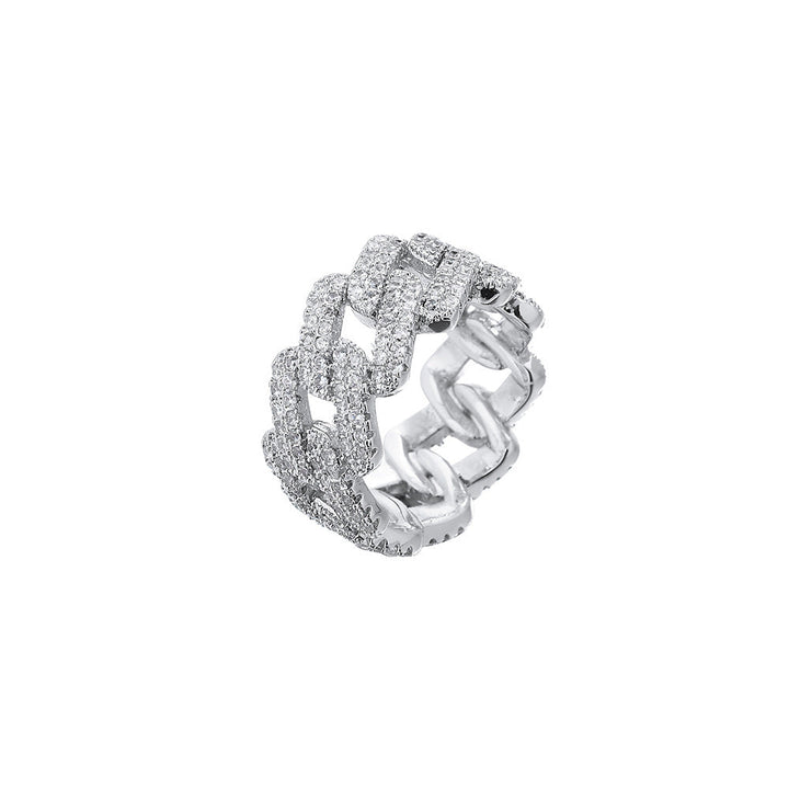 Anillo Elegante de Oro y Plata con Incrustaciones de Circonita