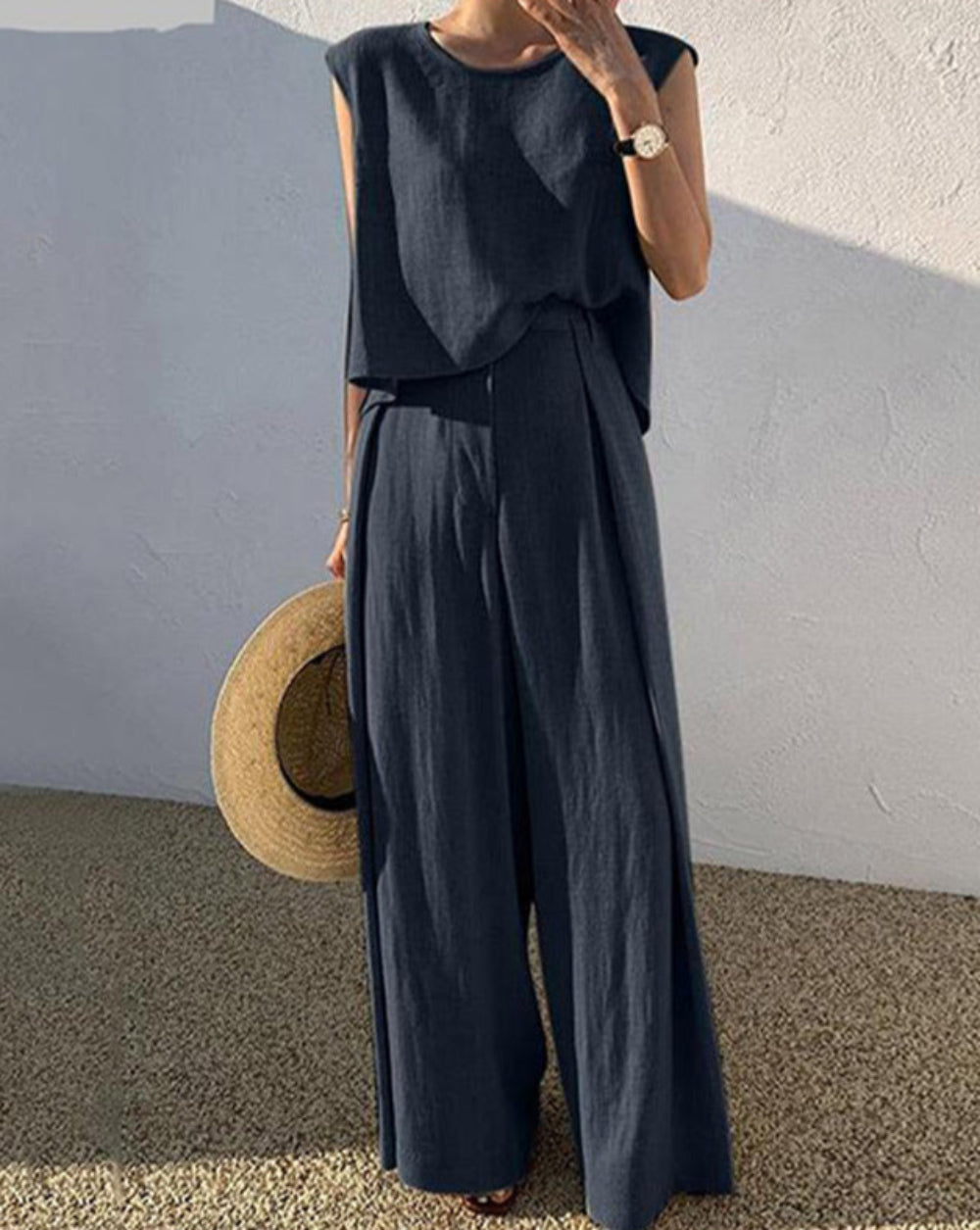 Conjunto de Pantalones Casual de Mezcla de Lino Sofía