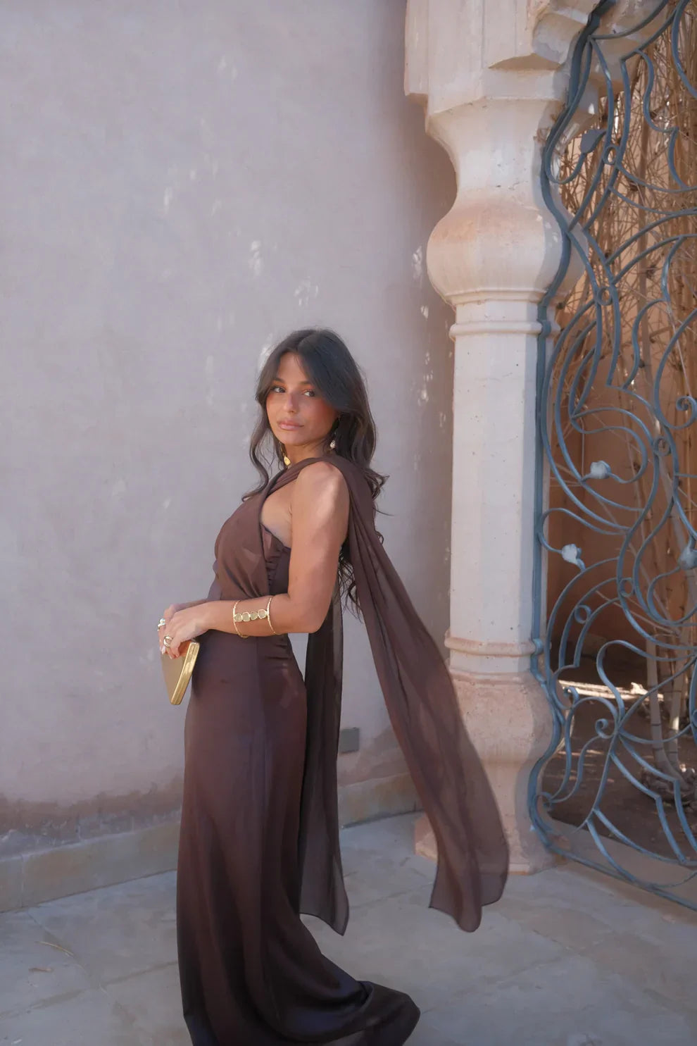Noa | Vestido Vintage Liso con Lazo y Cintura Alta
