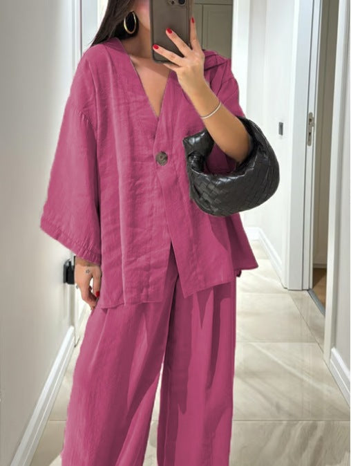 Conjunto de Top y Pantalones Sienna con Escote en V