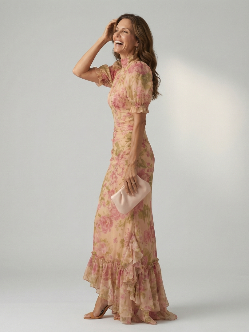 Vianne | Vestido Maxi de Cuello Alto Suave