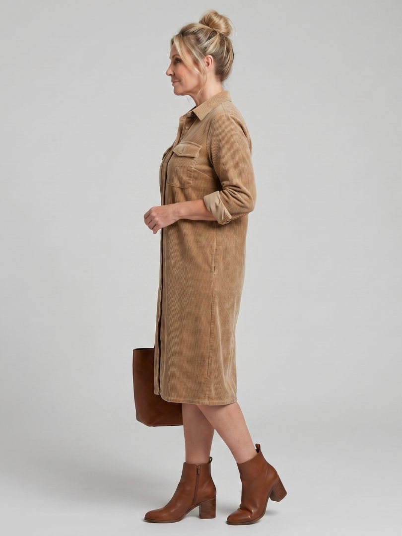Pema | Vestido Midi de Manga Larga con Bolsillos