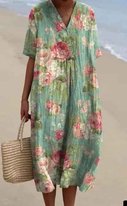 Margaret - Vestido de Verano Ligero con Estampado Floral Vibrante