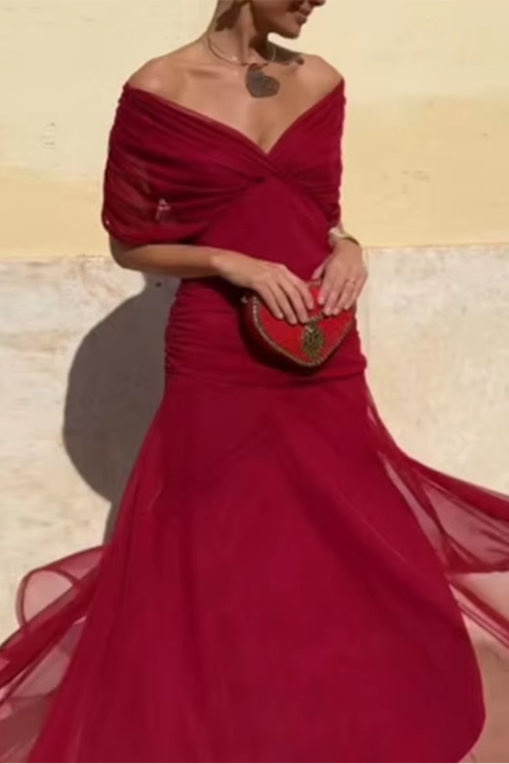 Luisa – Vestido de noche largo elegante con escote en V