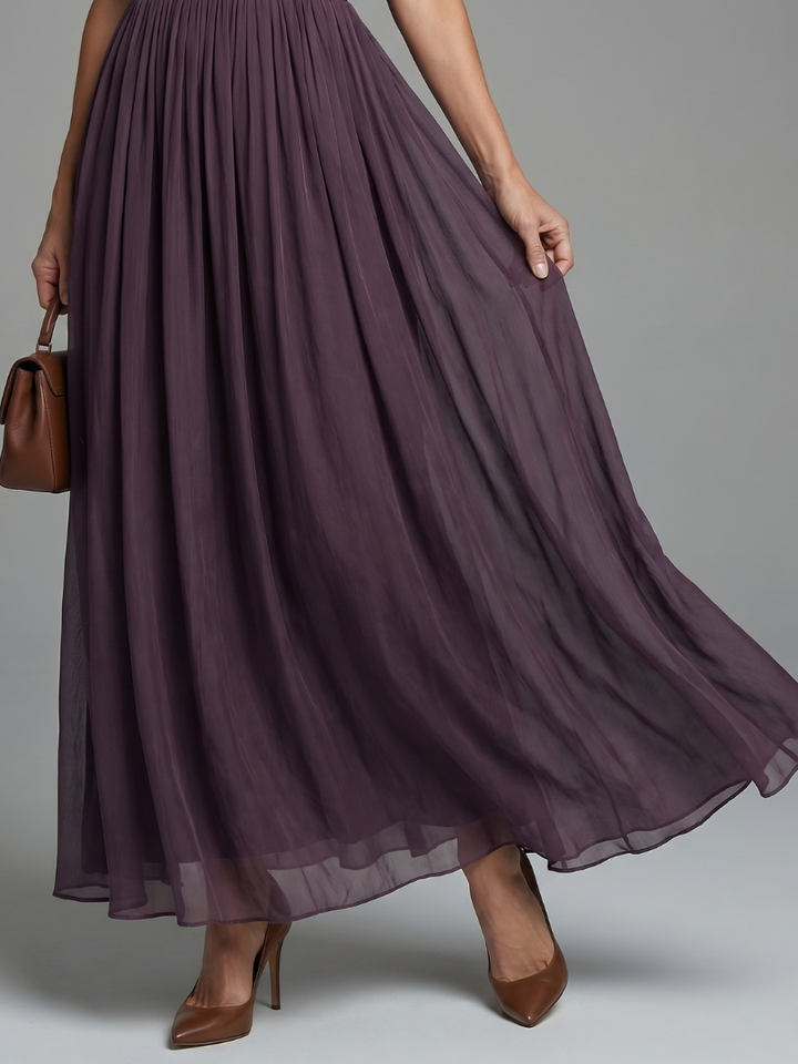 Elia | Vestido Maxi con Cintura Fruncida y Abertura