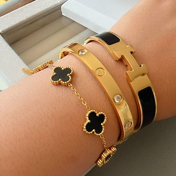 Conjunto de Pulseras Negras de 3 Piezas