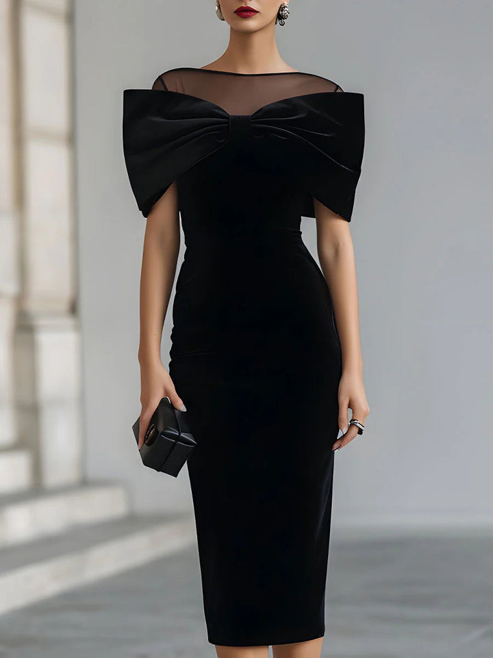 Vestido Midi de Terciopelo Negro Dramático