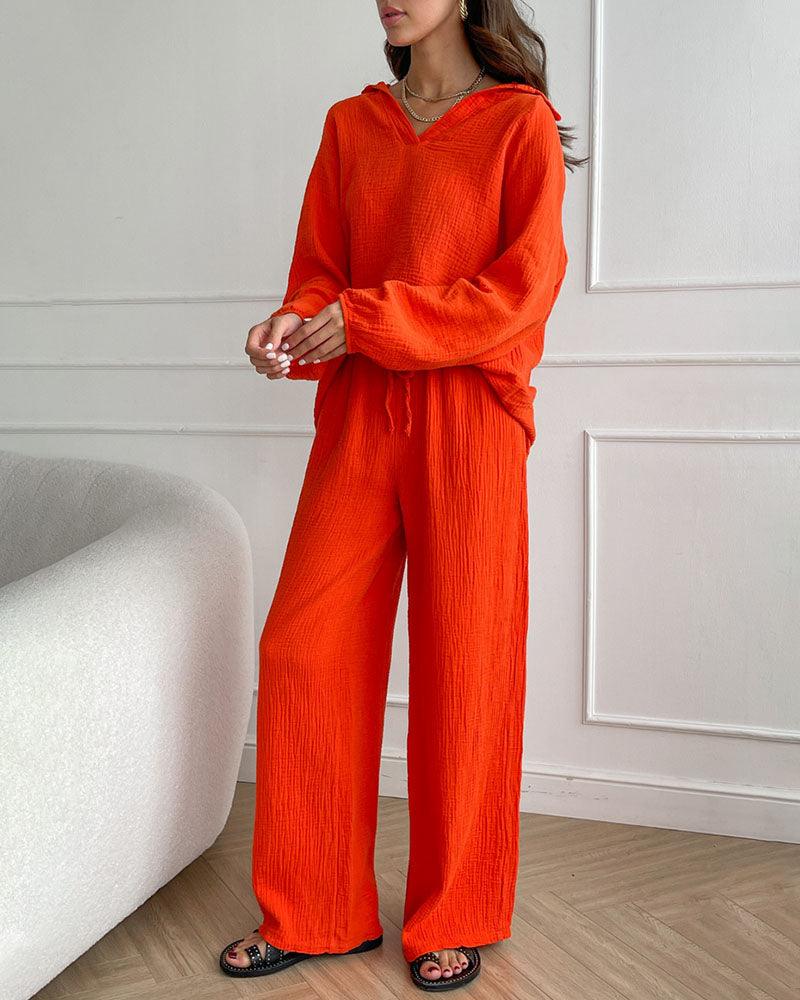 Conjunto Casual de Otoño con Cuello en V