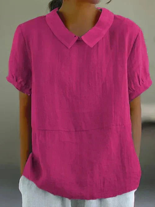 Ivy | Blusa Casual de Manga Corta con Cuello Peter Pan para Mujer