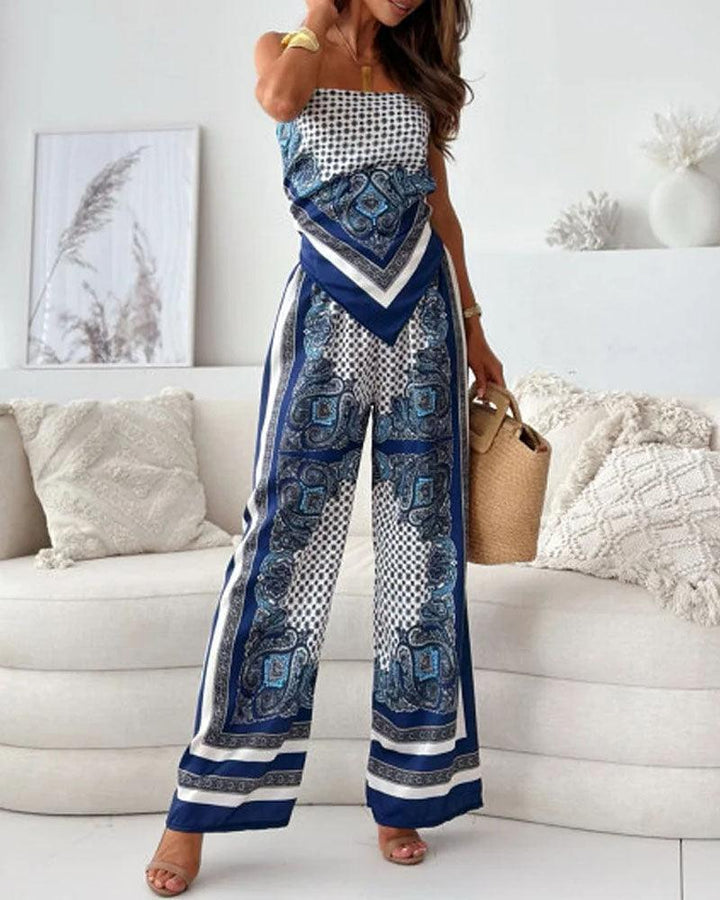 Conjunto de Chaleco y Pantalones con Estampado en Lila