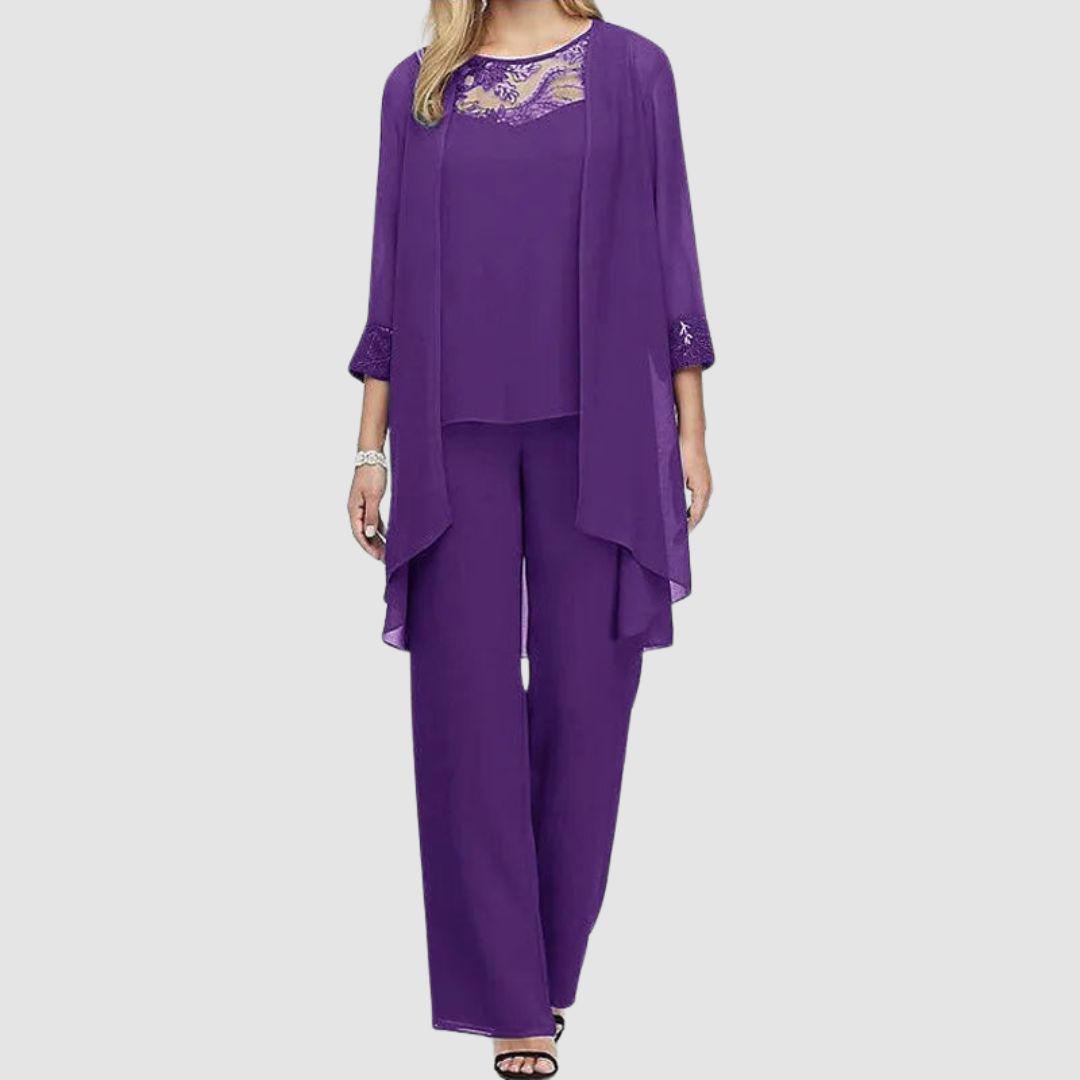 Iva™ Elegante Conjunto de Tres Piezas | Top, Chaqueta y Pantalón a Juego
