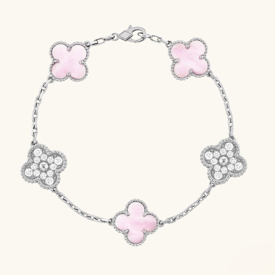 CLOVER | Pulsera Rosa/Plata Prestige