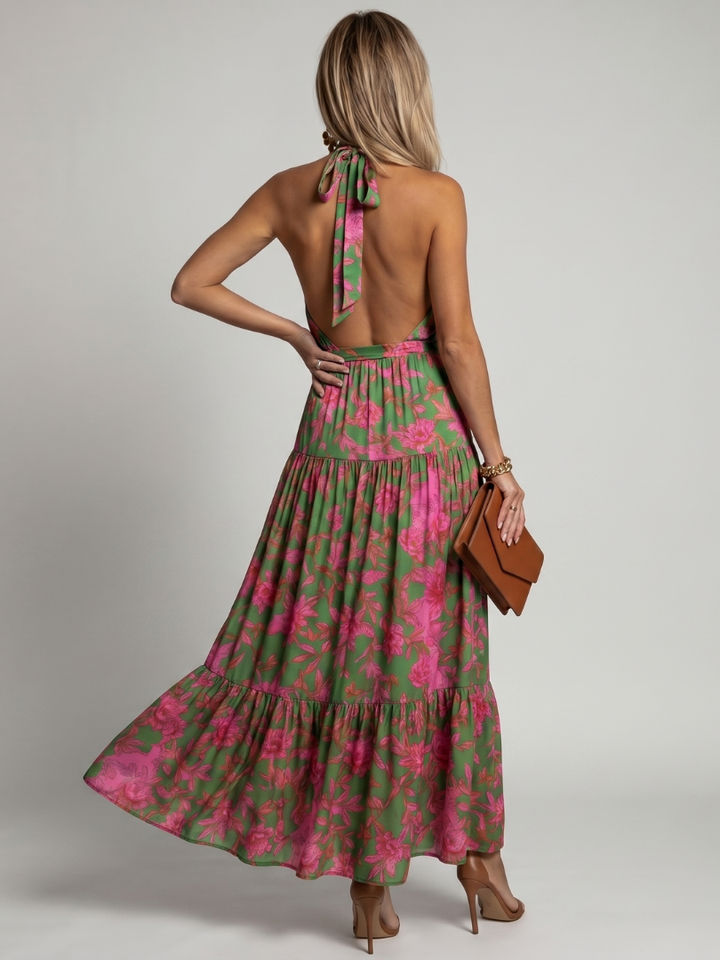 "Rowen | Vestido Midi con Halter Drapado
