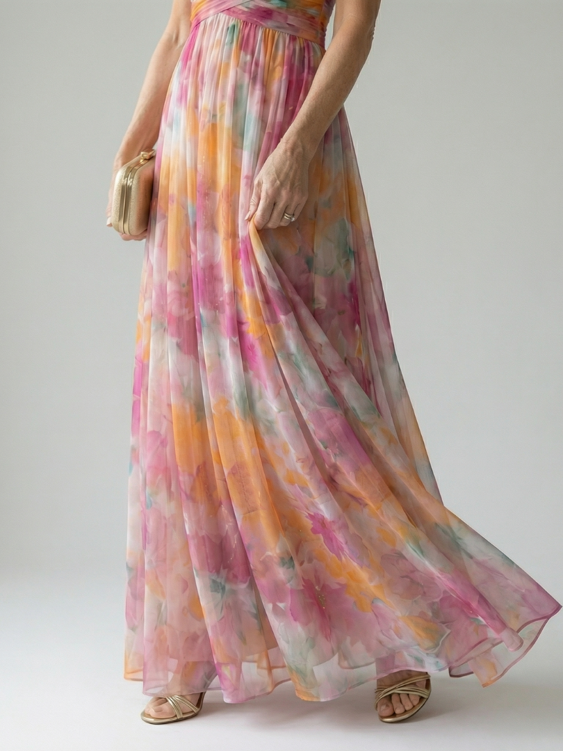 Ellis & Johnson™ | Vestido Maxi de Manga Corta
