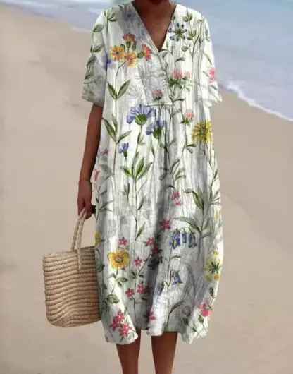 Margaret - Vestido de Verano Ligero con Estampado Floral Vibrante