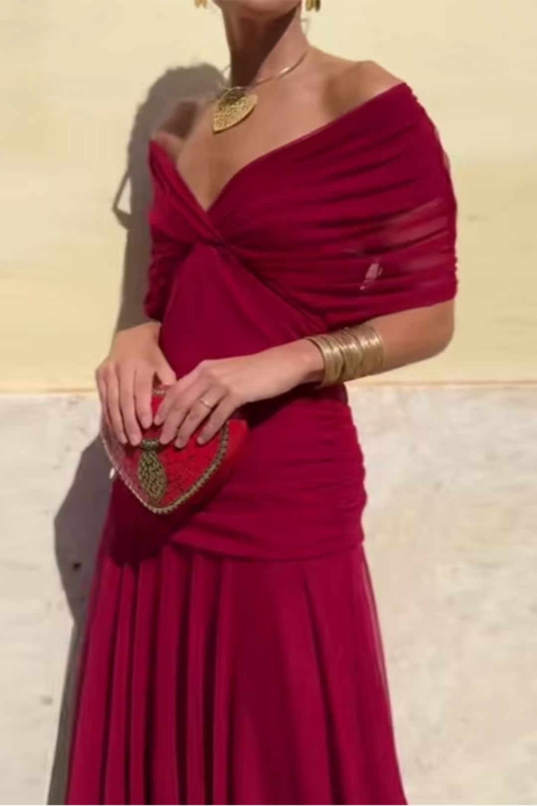 Luisa – Vestido de noche largo elegante con escote en V