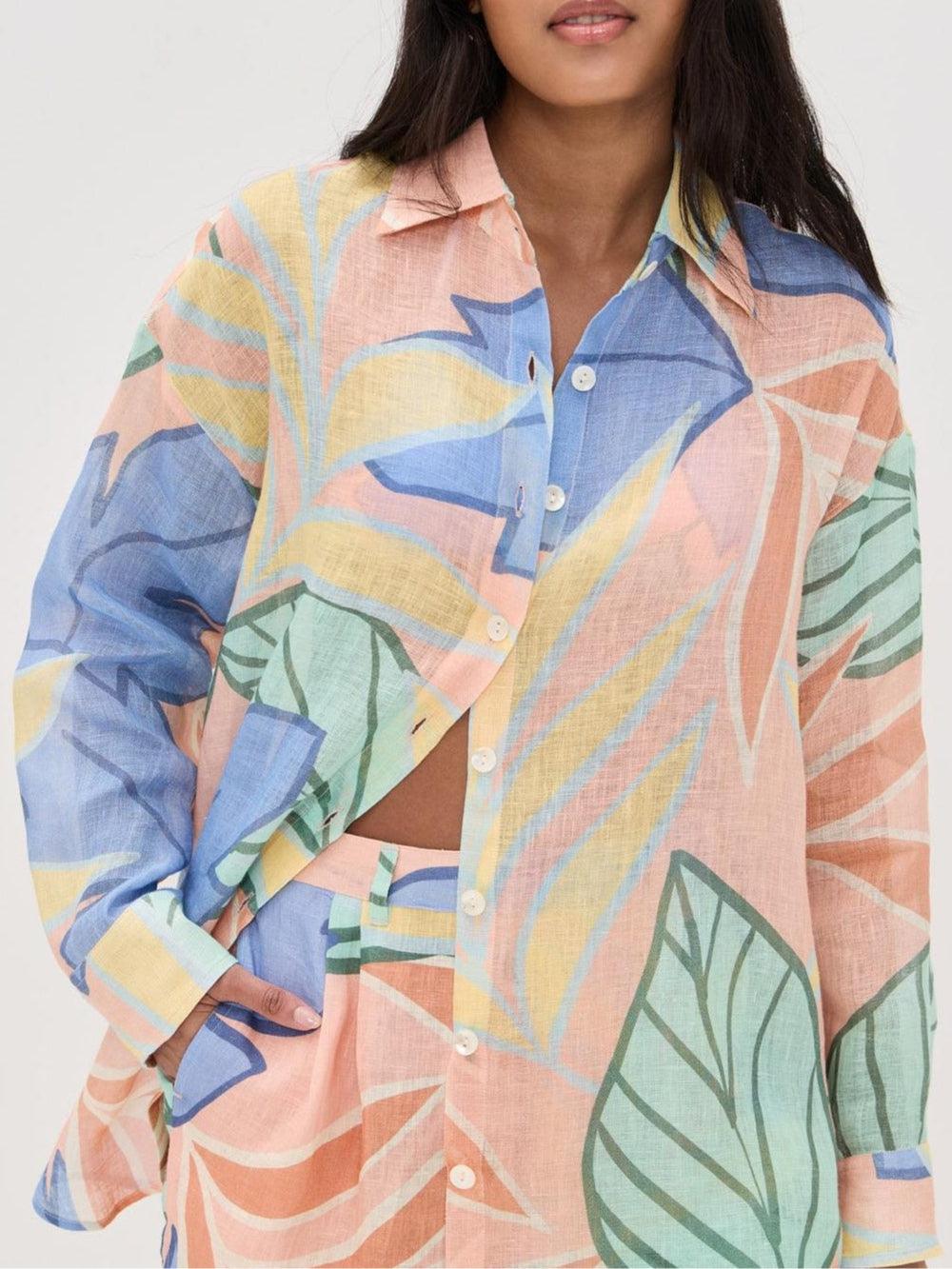 Conjunto Corto con Estampado de Hoja Tropical Diego