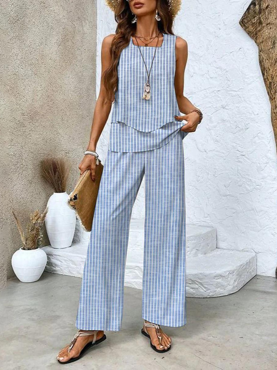 Averie | Conjunto Elegante de Verano de Dos Piezas con Pierna Ancha