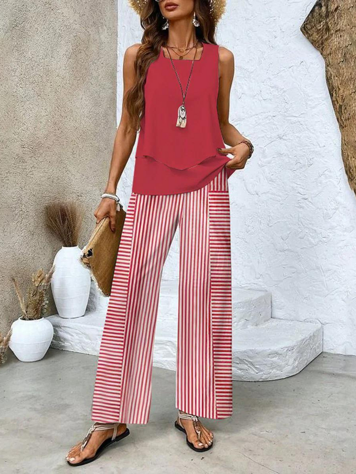 Averie | Conjunto Elegante de Verano de Dos Piezas con Pierna Ancha