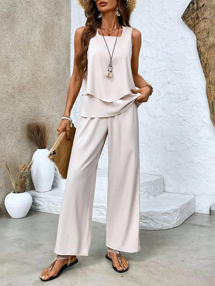 Averie | Conjunto Elegante de Verano de Dos Piezas con Pierna Ancha