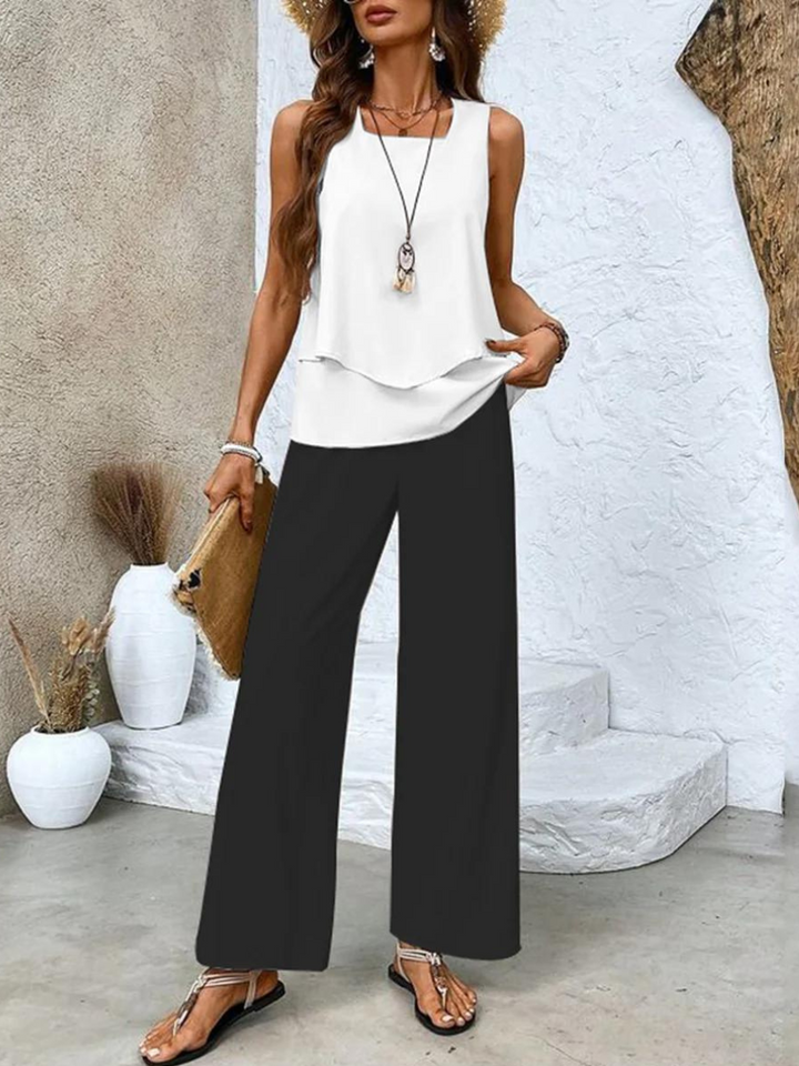 Averie | Conjunto Elegante de Verano de Dos Piezas con Pierna Ancha
