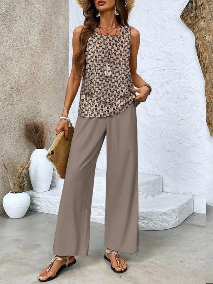 Averie | Conjunto Elegante de Verano de Dos Piezas con Pierna Ancha