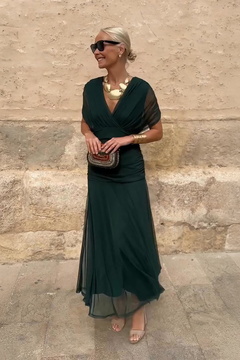 Luisa – Vestido de noche largo elegante con escote en V