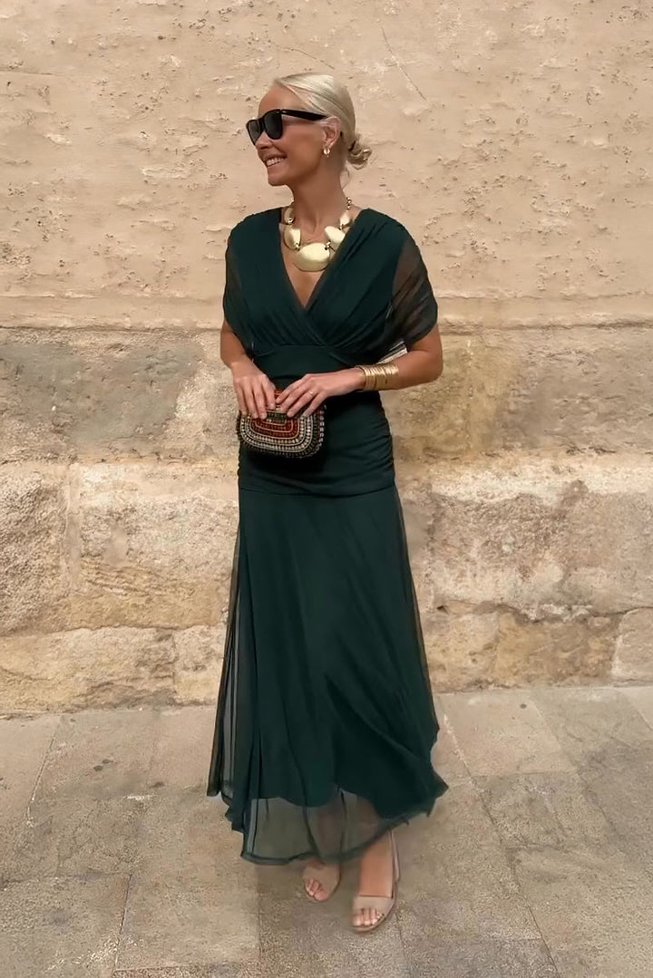 Luisa – Vestido de noche largo elegante con escote en V