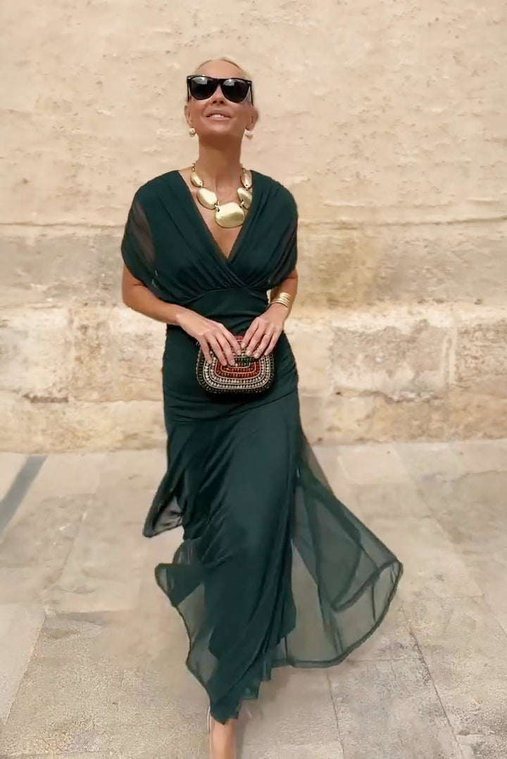 Luisa – Vestido de noche largo elegante con escote en V