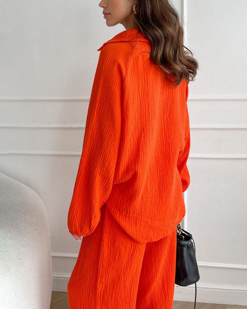 Conjunto Casual de Otoño con Escote en V