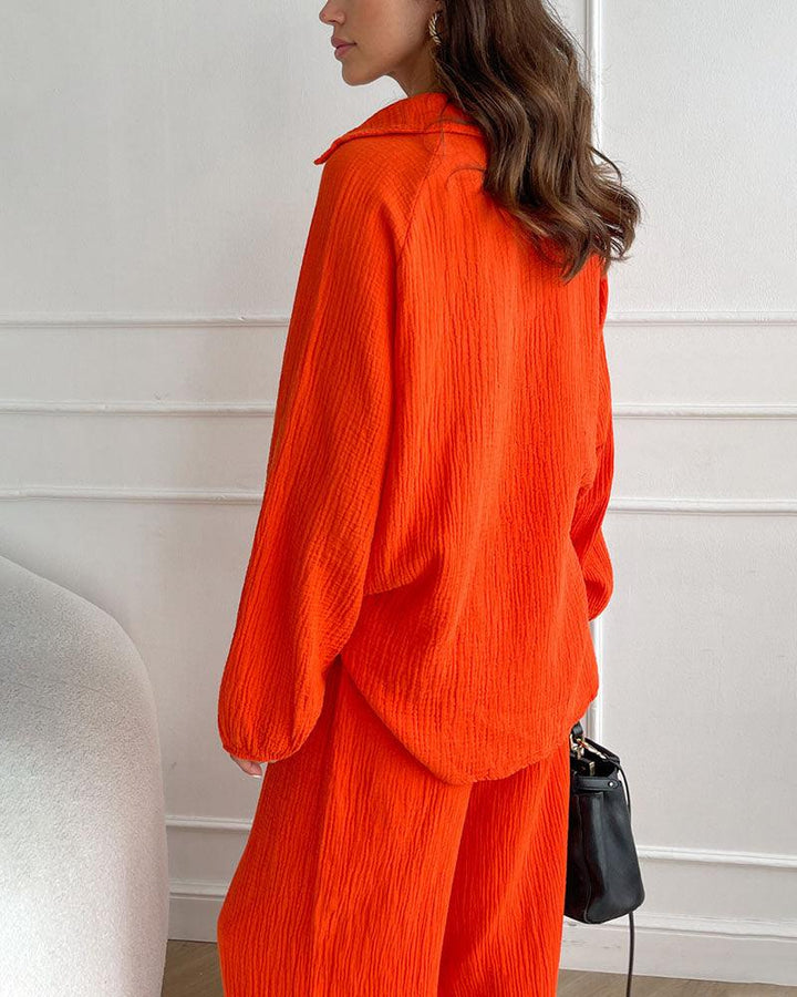Conjunto Casual de Otoño con Escote en V