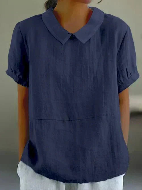 Ivy | Blusa Casual de Manga Corta con Cuello Peter Pan para Mujer