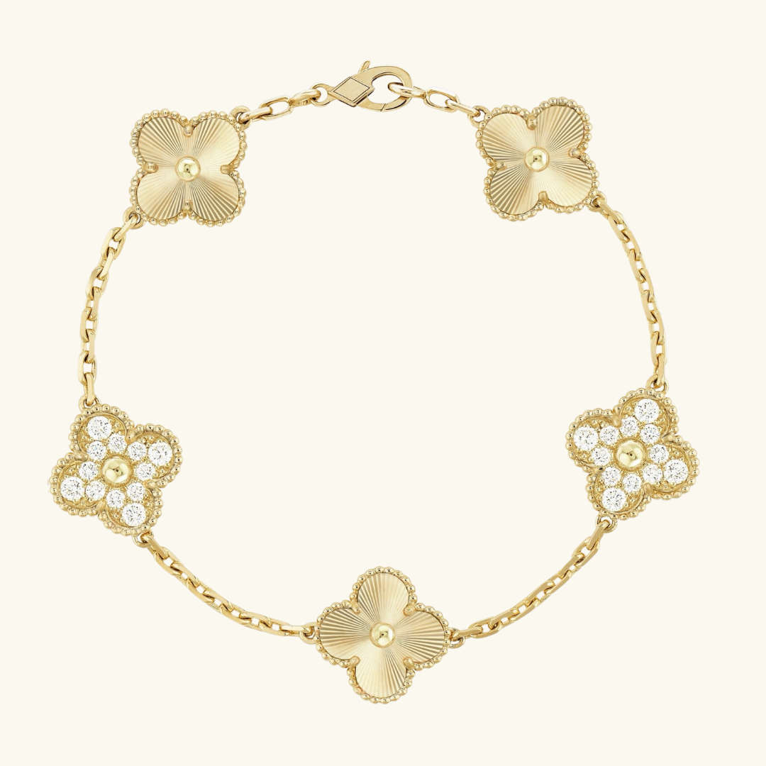 CLOVER | Pulsera Guilloché Dorada Prestige