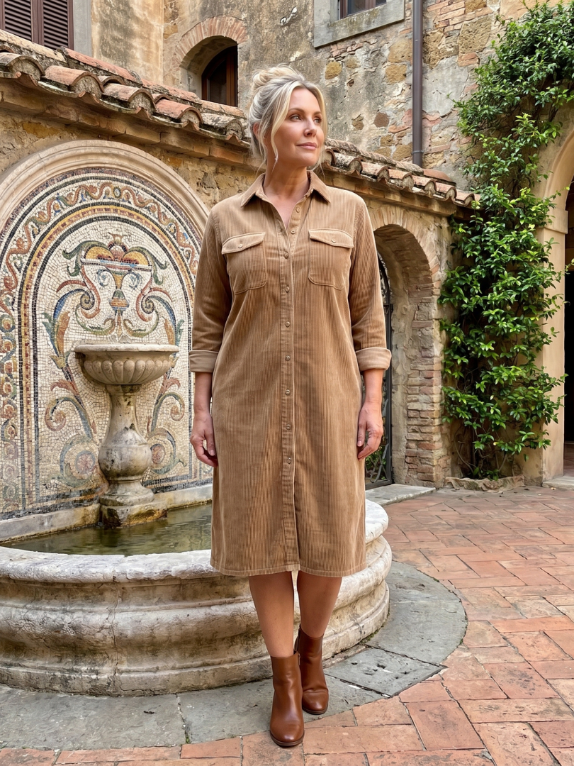 Pema | Vestido Midi de Manga Larga con Bolsillos