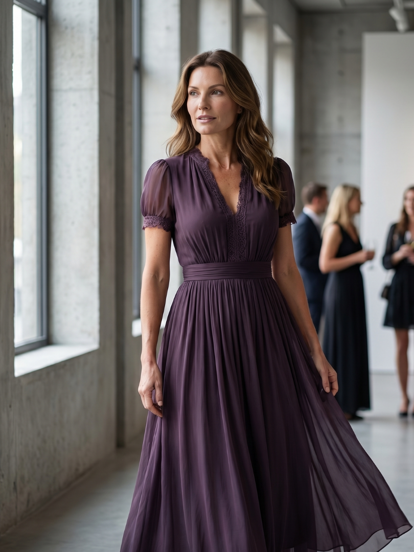 Elia | Vestido Maxi con Cintura Fruncida y Abertura