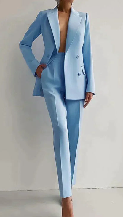 "Conjunto de Blazer Sofia y Pantalones de Cintura Alta" (The title is already in Spanish. If you want a variation or a different phrasing, please let me know!)