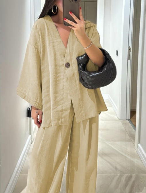 Conjunto de Top y Pantalones Sienna con Escote en V