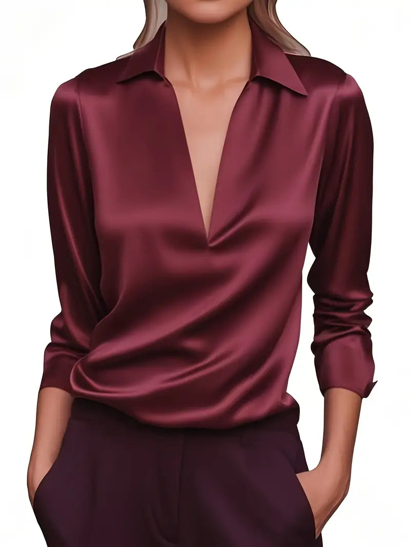 Eva™ | Blusa de satén premium con escote en V