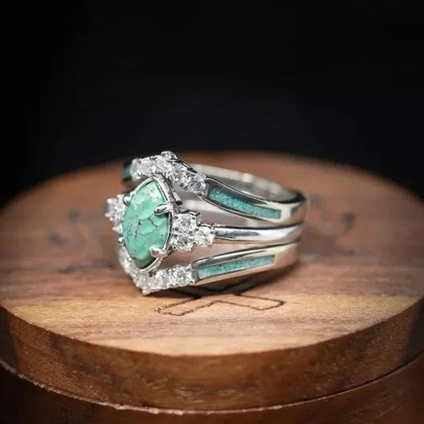 Anillo de Diamante Natural con Turquesa