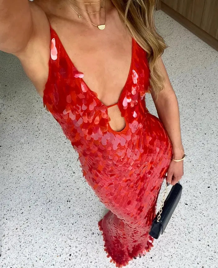 Kailani - Vestido Maxi Largo con Lentejuelas