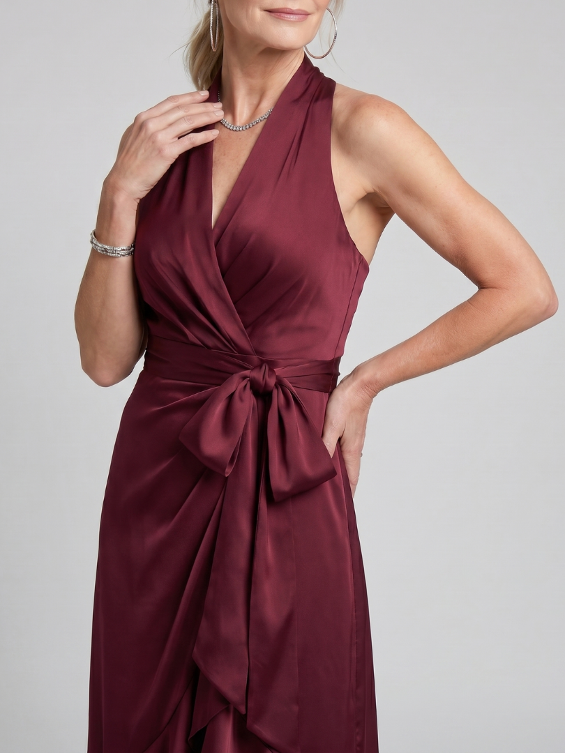 Honora | Vestido midi asimétrico con escote halter