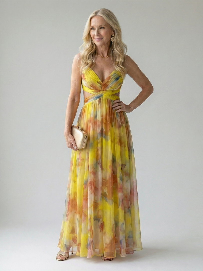 Ellis & Johnson™ | Vestido Maxi de Manga Corta