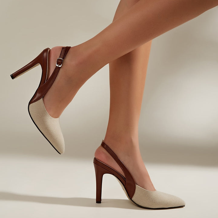Amelia™ | Zapatos de tacón con talón descubierto y detalles en contraste