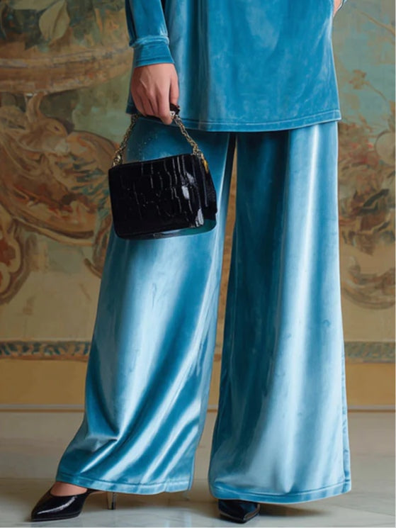 Conjunto de Salón de Terciopelo Celeste